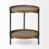 Kade End Table (III - Round Top Natural Brown Wood & Grey Metal Frame Tray-Style)