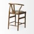 Trixie Counter Stool (Cream Upholstered Seat Brown Wood Frame)