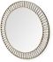 Round Gold Metal Frame Mirror with White Wood Beads