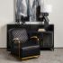 Horace Accent Chair (Black Leather & Gold Iron)