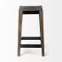 Nell Counter Stool (Black Metal Seat & Foot Rest With Brown Wood Legs)