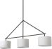 Nelly Chandelier (Black Metal Pipe White Shade Three Bulb Light)