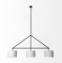 Nelly Chandelier (Black Metal Pipe White Shade Three Bulb Light)