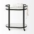 Eleonore Bar Cart (Black Metal Frame Two-Tier with Glass Shelves)