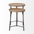 Helios End Tables (III - Set of 2 - Round Brown Solid Wood Iron Base Nesting)