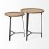 Helios End Tables (III - Set of 2 - Round Brown Solid Wood Iron Base Nesting)