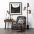 Horace Accent Chair (Black Leather & Gold Iron)