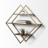 Neil Shelf (Diamond Shape Wall Mounted Brass Frame w Three Wood Wall Shelves)