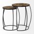 Clapp Nesting Accent Tables (IV - Set of 2 - Brown Round Wood Top with Black Iron Frame)