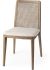 No Armrests - Cream Fabric & Brown Wood