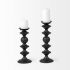 Candelero Table Candle Holder (Small - Black Metal Grooved)