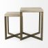 Faye End Table (Set of 2 - Light Brown Wood with Gold Metal Base)