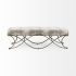Ayla Bench (Light & Dark Grey Fabric Seat with Antique Gold Metal Frame)