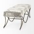 Ayla Bench (Light & Dark Grey Fabric Seat with Antique Gold Metal Frame)