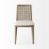 Clara Dining Chair (No Armrests - Cream Fabric & Brown Wood)