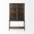 Arelius Display Cabinet (Medium Brown Wood with Black Metal Base)