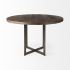 Faye Dining Table (Round - Medium Brown Wood with Antique Nickel Metal Base)