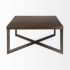 Faye Coffee Table (Medium Brown Wood with Antique Nickel Metal Base Square)