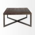 Faye Coffee Table (Medium Brown Wood with Antique Nickel Metal Base Square)