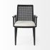 Clara Dining Chair (Armrests - Cream Fabric & Black Wood)