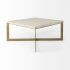 Faye Coffee Table (Light Brown Wood with Gold Metal Base Square)