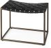 Black Leather Woven Seat with Gold Metal Frame Stool