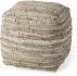 Aadhya Pouf (Taupe & Silver Leather & Cotton)