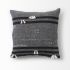 Sibyl Decorative Pillow (18x18 - Black Fabric Striped & White Fringed Cover)