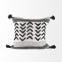 Kimia Decorative Pillow (20x20 - White & Black Fabric Herringbone & Fringed Cover)