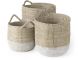 Set of 3 - Light Brown with White Dipped Seagrass