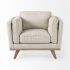 Brooks Upholstered Chair (Cream Fabric Chair with Medium Brown Wooden Legs)