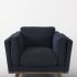 Brooks Upholstered Chair (Navy Blue Fabric Chair with Medium Brown Wooden Legs)