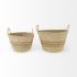 Vance Basket with Handles (Light Brown Palm Leaf & Seagrass Round)