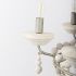 Phillum Chandelier (Silver Metal Chassis & White Wood Beaded Six Bulb)