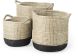 Maddie Basket with Handles (Set of 3 - Light Brown with Black Dipped Seagrass)