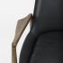 Westan Accent Chair (Black Leather & Brown Wood)