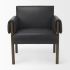 Ashton Accent Chair (Black Faux Leather & Dark Brown Wood)