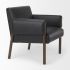Ashton Accent Chair (Black Faux Leather & Dark Brown Wood)