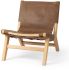 Elodie Accent Chair (Brown Leather & Natural  Wood)