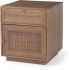 Grier End Table (1 Door & Drawer - Medium Brown Wood & Cane  Accent)