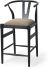 Trixie Counter Stool (Beige Fabric & Black Wood)