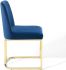Amplify Sled Base Dining Chair (Gold & Navy Velvet)
