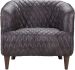 Magdelan Tufted Leather Arm Chair (Antique Ebony)