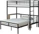 Raburg Bunk Bed with Desk (Black Frame with Taupe Desk)