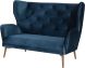 Klara Double Seat Sofa (Midnight Blue with Walnut Legs)