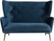 Klara Double Seat Sofa (Midnight Blue with Walnut Legs)