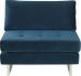 Janis Seat Armless Sofa (Wide - Midnight Blue with Silver Legs)