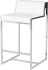 Zola Counter Stool (White Leather with Silver Frame)
