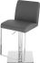 Matteo Adjustable Height Stool (Dark Grey Leather with Silver Base)