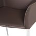 Colter Dining Chair (Armrests - Mink Leather with Silver Legs)